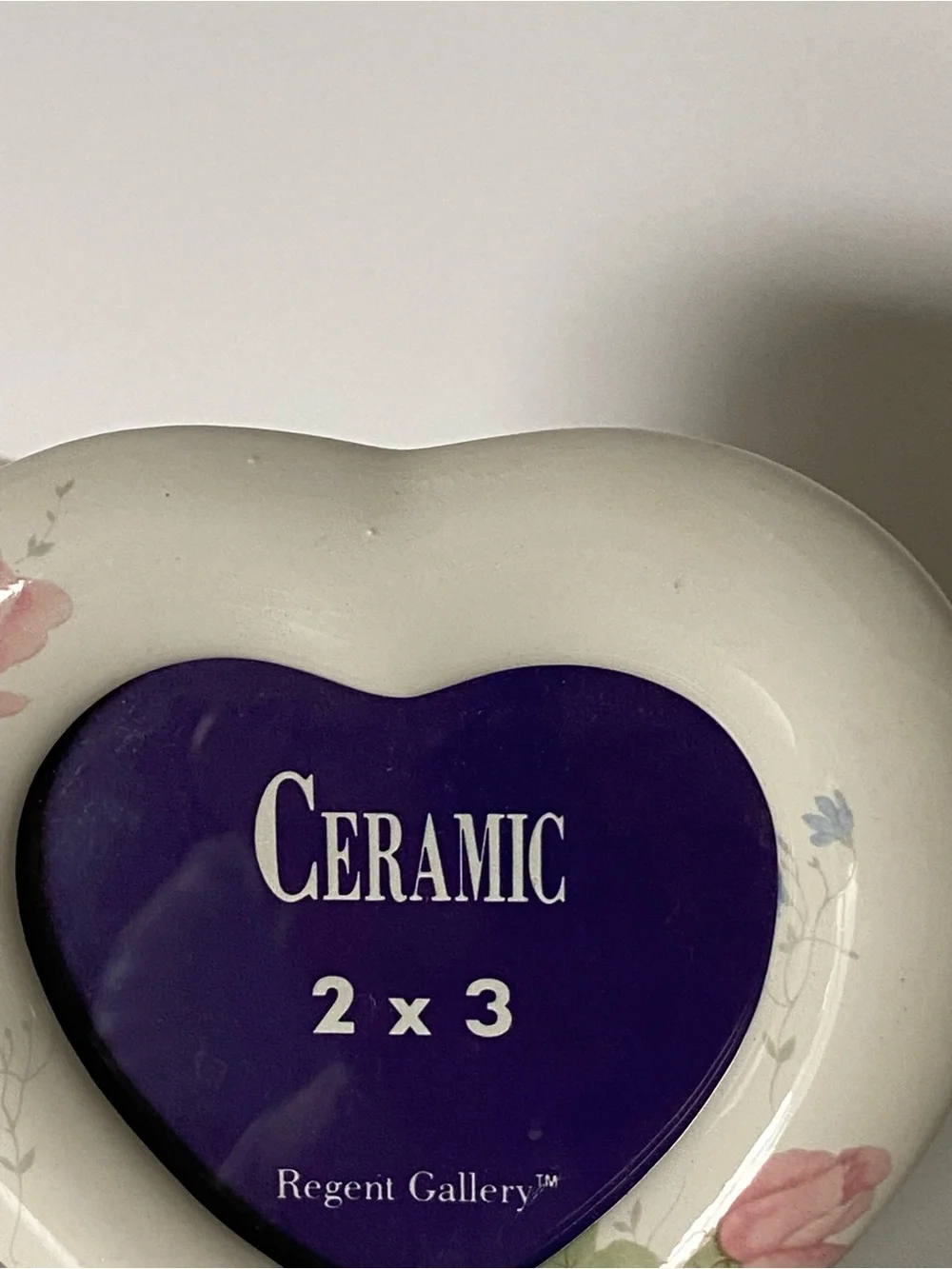 Vintage Heart Shaped Photo Frame Floral Roses Ceramic Picture Frame 3” Roses